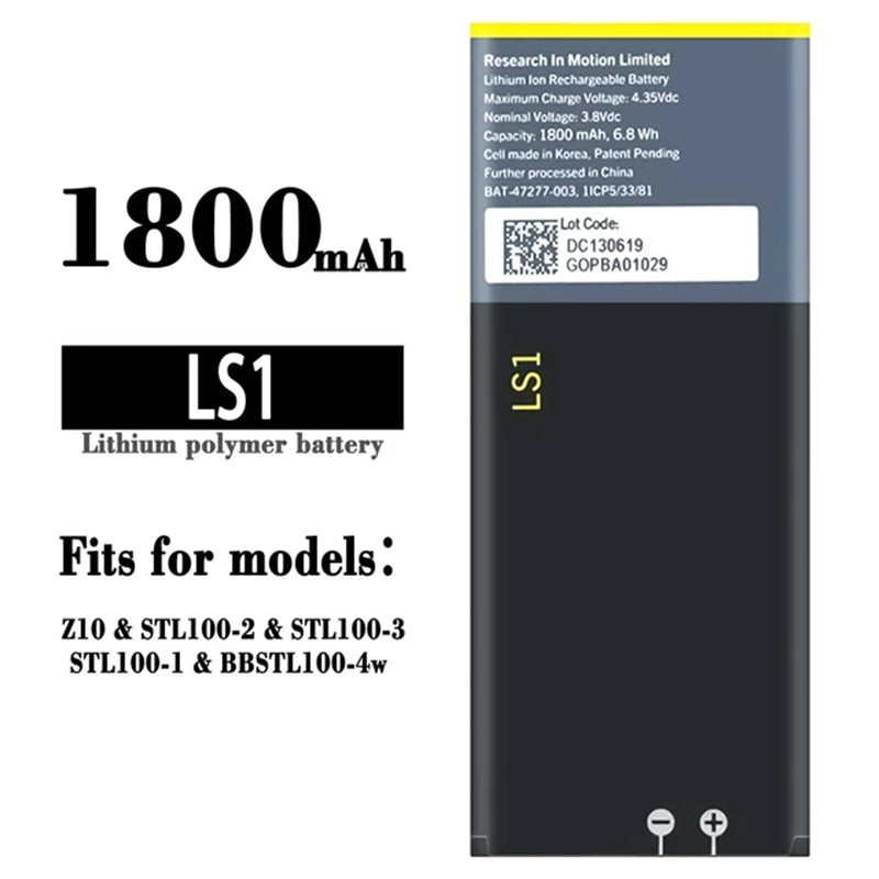 Batterie de remplacement pour Blackberry Z10, LS1 L-S1 LS-1 Batterie de remplacement pour Blackberry Z10, LS1 L-S1 LS-1